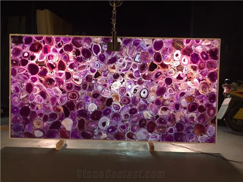 Lilac Agate Slab & Tiles ,Purple Gemstone Stone,Lilac Agate Gemstone Slabs&Tiles/Violet Gemstone Wall Covering&Flooring/Lilac Semi Precious Stone Wall Panels/ Lilac Precious Stone/Semi-Precious Stone