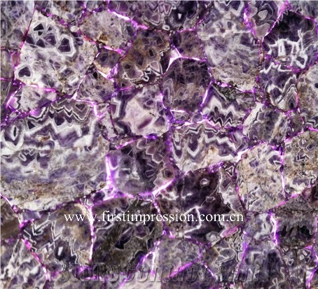 Lilac Grystal Semi-Precious Stone Tops,Amethyst Semiprecious Slab Backlit, Purple Crystal Stone Panels, Semi Precious Stone Slabs, Violet Crystal Gemstone,Purple Gemstone Luxury Material
