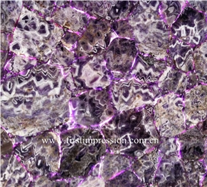 Lilac Grystal Semi-Precious Stone Tops,Amethyst Semiprecious Slab Backlit, Purple Crystal Stone Panels, Semi Precious Stone Slabs, Violet Crystal Gemstone,Purple Gemstone Luxury Material