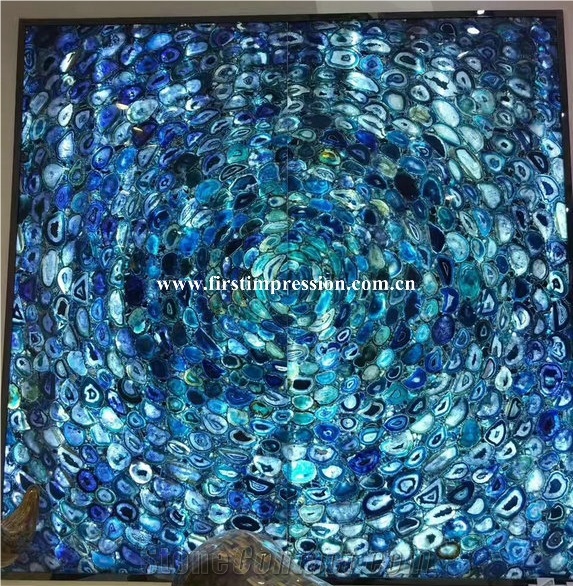 Luxury Blue Agate Slabs & Tiles/Hot Sale Semiprecious Stone/Colorful Agate/Best Price & High Quality Agate Big Slabs