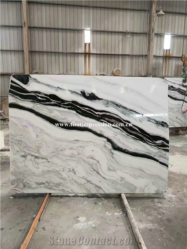 New Polished Panda White Marble Tile&Slab&Cut to Size/White Marble with Black Waves Floor Tile/White&Black Veins Marble Wall Covering/Book Matched Marble Big Slab/Interior Decoration/Natural Stone