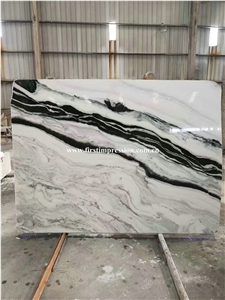 New Polished Panda White Marble Tile&Slab&Cut to Size/White Marble with Black Waves Floor Tile/White&Black Veins Marble Wall Covering/Book Matched Marble Big Slab/Interior Decoration/Natural Stone