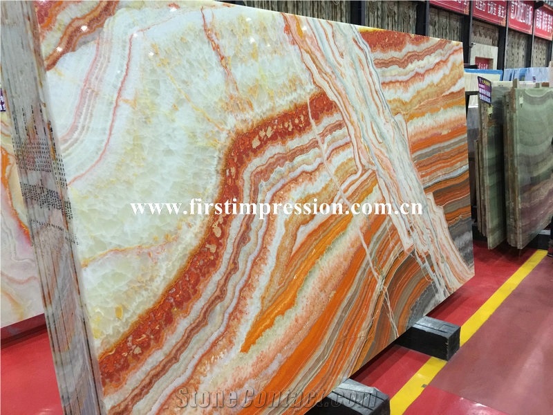 New Polished Rainbow Onyx Slabs & Tiles/Multicolor Polished Onyx/Honey Onyx/Wholesale Low Price High Quality Turkish Rainbow Onyx Slabs&Tiles for Interior Wall and Background Decoration