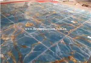 Popular Blue Onyx Slabs & Tiles/New Polished Blue Onyx Floor Covering Tiles/Beautiful Blue Onyx Big Slabs
