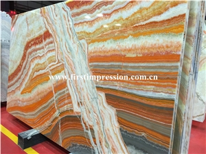 Rainbow Onyx Slabs & Tiles/Multicolor Polished Onyx/Honey Onyx/Wholesale Low Price High Quality Turkish Rainbow Onyx Slabs&Tiles for Interior Wall and Background Decoration