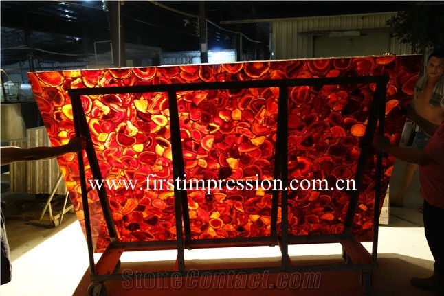 Red Agate Semiprecious Stone Big Slabs& Customized /Red Agate Slab /Red Gemstone Floor Covering/Dark Red Semi Precious Stone Panels/Red Agate Interior Decoration /High Quality Slab