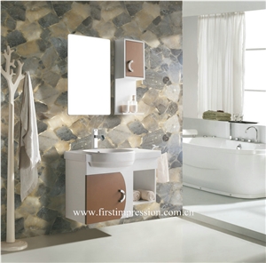Smoke Crystal Bathroom Design,Grey Quartz Bathroom Wall Panel,Grey Semiprecious Bath Ideas,Semiprecious Stone Bathroom Flooring,Grey Quartz Gemstone Slab& Tiles