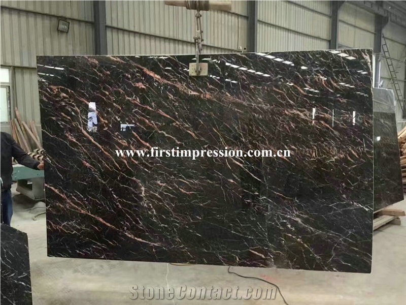 Tulip Brown Marquina Slabs/Brown St Laurent/Saint Laurent Brown Marble Slabs & Tiles/Tulip Marble Tiles & Slabs/China Tulip Marble Tiles & Slabs/Portoro Gold Marble/Gold & Jade Marble