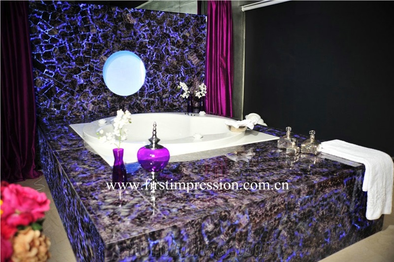 Violet Semi Precious Home Decoration ,Purple Crystal Interior Design , Lilac Crystal Semiprecious Stone,Purple Crystal Gemstone Wall Panels and Tiles