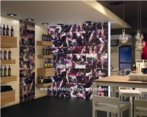 Violet Semi Precious Home Decoration ,Purple Crystal Interior Design , Lilac Crystal Semiprecious Stone,Purple Crystal Gemstone Wall Panels and Tiles