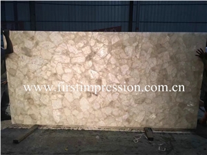 White Crystal Semi Precious Stone Slab Backlit/White Gemstone for Wall Panles/ White Luxury Gemstone /White Semi Precious Stone Tiles & Slab /Crystal White Slab /Crystal White Semi Precious Slabs