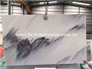 White Marble Slabs & Tiles/Chinese Ink Painting Style White Jade Marble/Special Veins/Good for Background Wall Decoration/Can Be Bookmatched/Nice Quality & Good Price Big Slabs