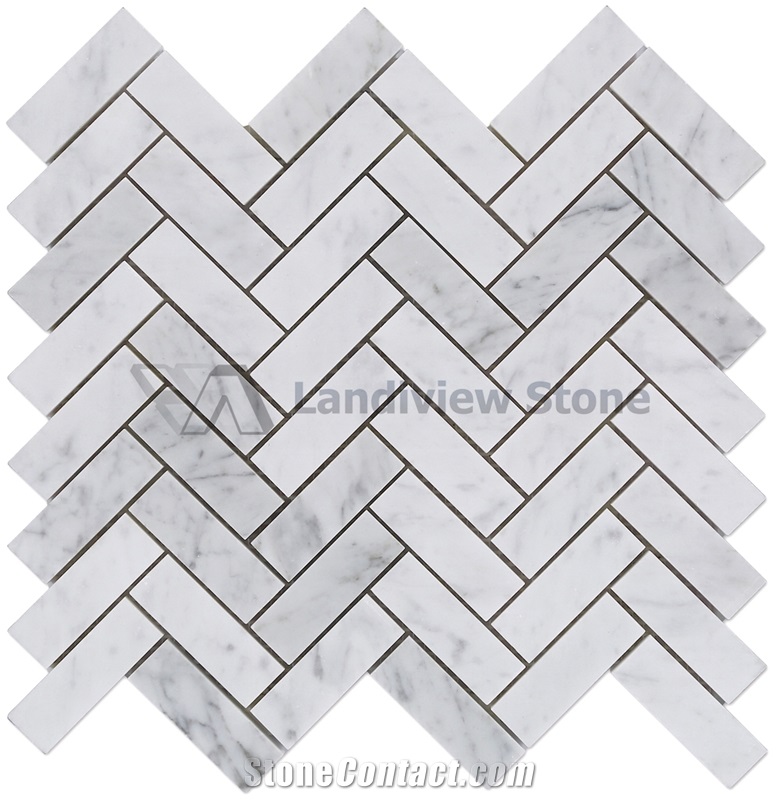Herringbone Marble Mosaic, Herringbone Carrara Mosaic, Herringbone Cream Marfil Mosaic