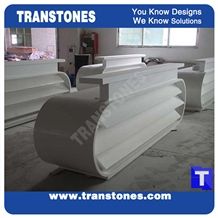 A Quality Pure White Quartz Aritificial Marble Acrylic Stone Work Tops,Office Reception Desk Table Design,Solid Surface Engineered Stone Counter Tops,Solid Surface Transtones Customized