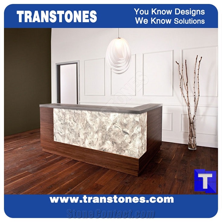 Antique Artificial Honey Onyx Panel Tiles for Translucent Backlit Hotel Reception Countertop,Consulting Top,Solid Surface Manmade Engineered Stone Worktop,Bench Tops,Transtones Customized