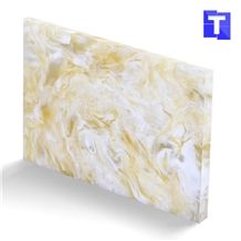 Artificial Bianco Crema Delicato Marble Wall Panel,Floor Tiles Solid Surface Glass Stone for Bar Tops,Reception Table Desk,Kitchen Counter Tops Design,Interior Engineered Alabaster Stone
