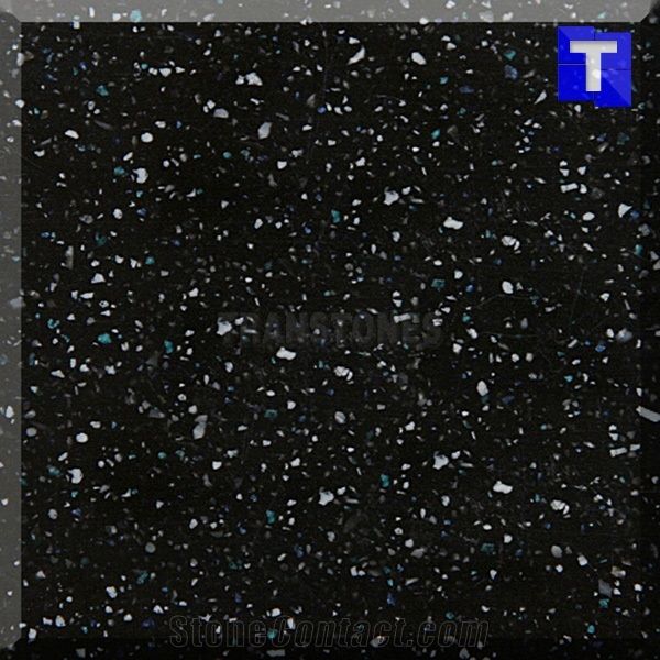 Artificial Black Galaxy Acrylic Slabs Granite Look Solid Surface
