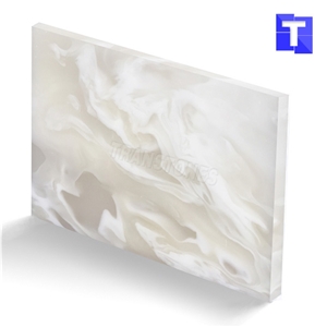 Artificial Crystal Spray White Onyx Floor Tiles Solid Surface Wall Panel Glass Alabaster Stone for Bar Tops,Reception Table Desk,Hotel Counter Tops Design,Interior Engineered Stone Manufacture