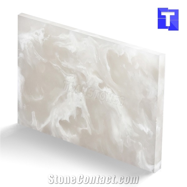 Artificial Crystal Spray White Onyx Floor Tiles Solid Surface Wall Panel Glass Alabaster Stone for Bar Tops,Reception Table Desk,Hotel Counter Tops Design,Interior Engineered Stone Manufacture