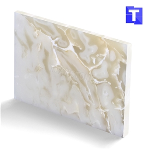 Artificial Crystal Spray White Onyx Wall Panel Floor Tiles Solid Surface Glass Alabaster Stone for Bar Tops,Reception Table Desk,Hotel Counter Tops Design,Engineered Stone Manufacture