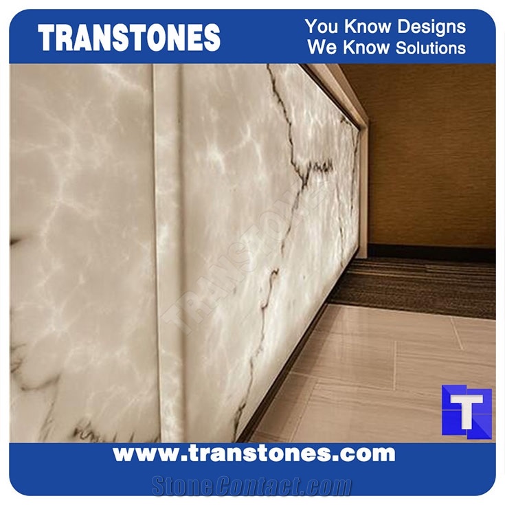 Artificial Engineered Stone Bianco Carrara White Marble Panel Reception Desk,Show Table,Translucent Backlit Stone Consulting Counter Top,Solid Surface Transtones Customzied