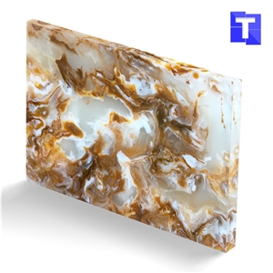 Artificial Golden Dragon Onyx Wall Panel,Floor Tiles Solid Surface Brown Glass Stone for Bar Tops,Reception Table Desk Panel for Hotel Counter Tops Design,Interior Engineered Stone Alabaster