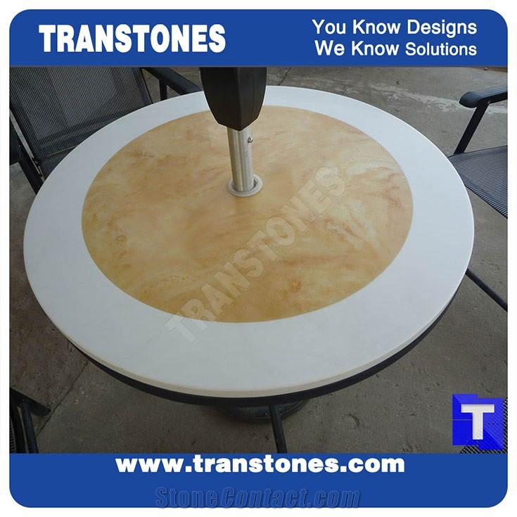 Artificial Marble Round Table Tops,Engineered Stone Interior Stone Work Top,Coffee Table Counter Solid Surface,Transtones Csutomized