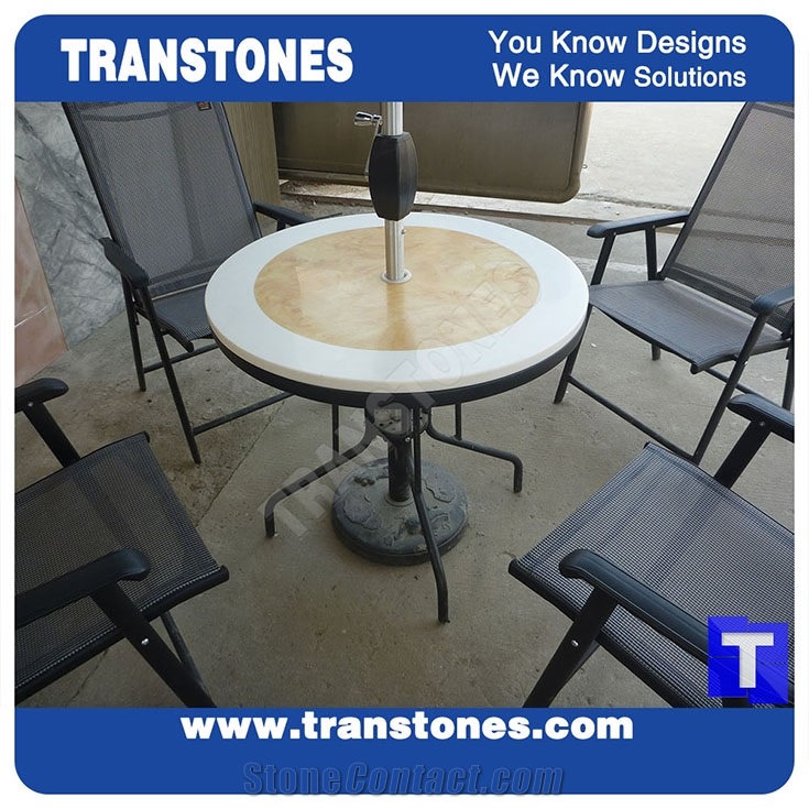 Artificial Marble Round Table Tops,Engineered Stone Interior Stone Work Top,Coffee Table Counter Solid Surface,Transtones Csutomized