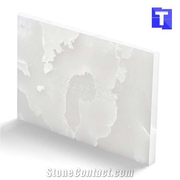 Artificial Onice Bianco Onyx Wall Panel,Floor Tiles Solid Surface Glass Stone for Bar Tops,Reception Table Desk,Kitchen Counter Tops Design,Interior Engineered Alabaster Stone