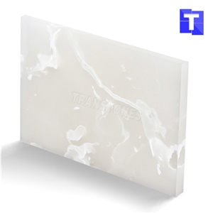Artificial Onice Bianco Onyx Wall Panel,Floor Tiles Solid Surface Glass Stone for Bar Tops,Reception Table Desk,Kitchen Counter Tops Design,Interior Engineered Alabaster Stone