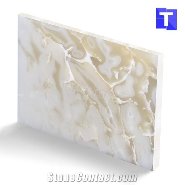 Artificial Sky Cream Onyx Wall Panel,Floor Tiles Solid Surface Glass Stone for Bar Tops,Reception Table Desk,Kitchen Counter Tops Design,Interior Engineered Alabaster Stone