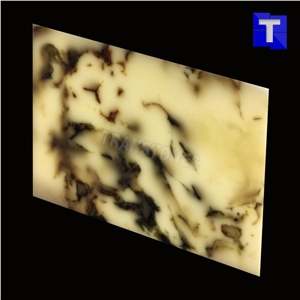 New Material Artificial Beige Spray Sea Wave Onyx Wall Panel,Floor Tiles Solid Surface Cream Glass Stone for Bar Tops,Reception Table Desk Panel for Hotel Counter Tops Design,Interior Alabaster