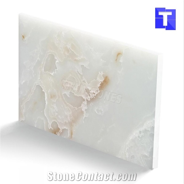 New Material Artificial Iran White Jade Onyx Wall Panel Floor Tiles Hotel Project,Alabaster Slabs for Kitchen Bar Tops,Bath Tops Translucent Backlit Customzied Design Solid Surface Stone