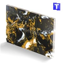 New Material Artificial Nero Portoro Gold Marble Sheet Wall Panel,Floor Tiles Translucent Backlit Slabs for Hotel Countertops,Solid Surface Glass Stone Professional Manufacture