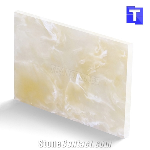 New Material Artificial Yolk Beige Onyx Wall Panel,Floor Tiles Solid Surface Bianco Glass Stone for Bar Tops,Reception Table Desk,Hotel Counter Tops Design,Interior Engineered Alabaster Stone