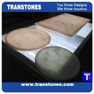 Project Show Beige Artificial Rosalina Marble Rectangle Table Counter Tops,Home Furniture Dinner Table,Solid Surface Engineered Stone Translucent Backlit Onyx Cream Desk For Living Room,Kitchen