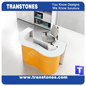 Yellow Acrylic Aritificial Marble Stone Panel for Work Tops,Office Reception Desk Table Design,Solid Surface Engineered Stone Counter Tops,Solid Surface Front Desk Office Furniture