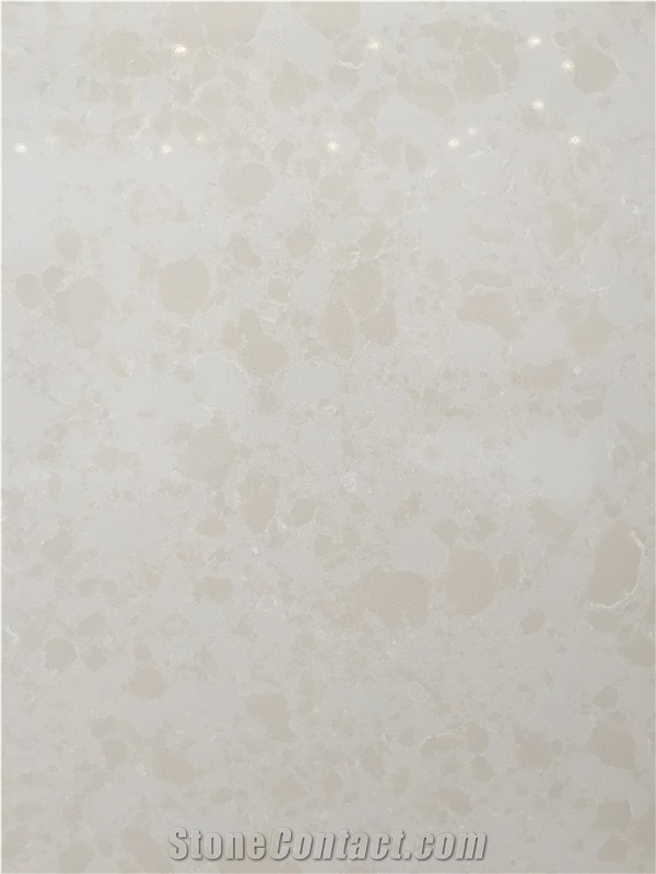 Quartz Stone Bs3202 Double Beige Color from Guangdong China Solid Surfaces Polished Slabs & Tiles Engineered Stone for Hotel/ Kitchen /Bathroom/ Counter Top /Flooring /Walling