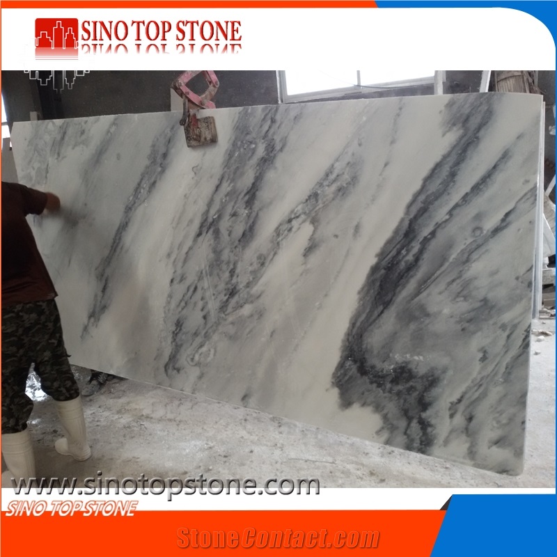 Cheap China Cloudy White Polished Marble,White Cloudy Marble Landscaping Decoration,Grorious Mountain Marble,Landcape Painting Marble