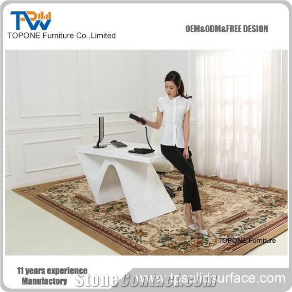 2017 New China Factory Supply White Color Artificial Marble Stone Office Table Interior Stone Office Furniture Acrylic Solid Surface Table Tops, Interior Stone Office Furniture