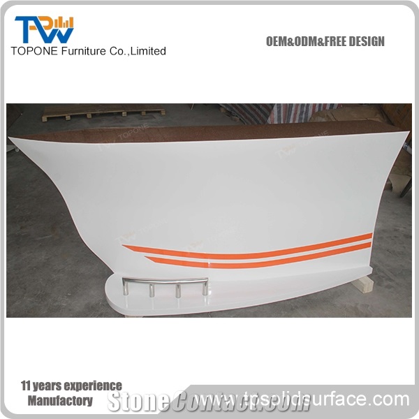 Boat Shaped Wooden Home Bar Counter With Artificial Marble