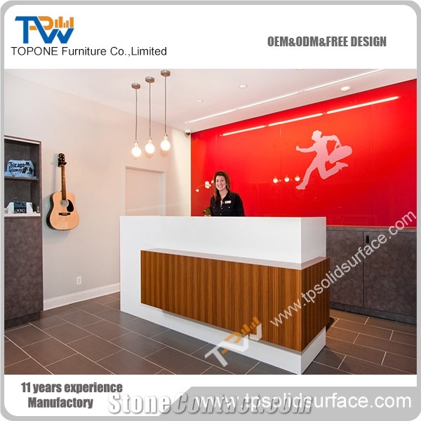Factory Direct Supply White Artificial Marble Stone High Gloss Hotel Reception Desk Worktops, Acrylic Solid Surface Interior Stone Hotel Reception Desk Table Tops Design, Interior Stone Hotel Furnitur