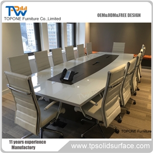 High Gloss Artificial Marble Stone Acrylic Solid Surface Conference Room Table Design, Interior Stone Office Furniture