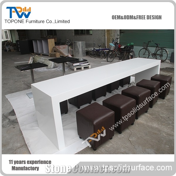 Long White Acrylic Solid Surface Restaurant Tables Interior Stone Long Table Restaurant Furnitrue for Sale