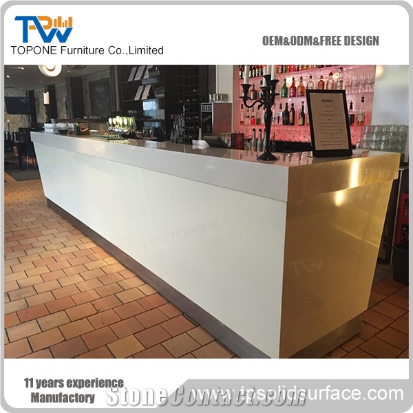 New Design Artificial Marble Stone Coffee Shop Bar Counter Tops with Interior Stone Acrylic Solid Surface Bar Table Tops Design Interior Stone Bar Furniture
