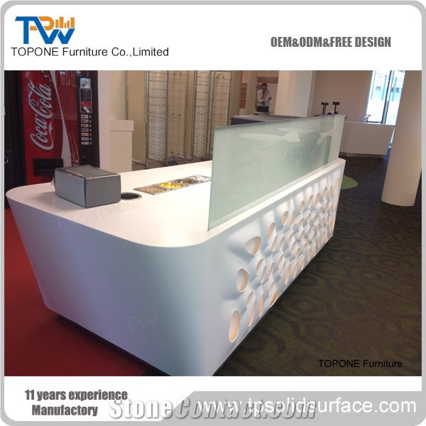 New Design White Artificial Marble Stone Restaurant Service Counter, Acrylic Solid Surface Interior Stone Restaurant Service Work Tops Design, Interior Stone Work Tops Restaurant Furniture