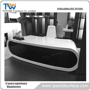 Oval Design White and Black Color Artificial Marble Stone Office Executive Table Tops Design Interior Stone Office Furniture for Sale