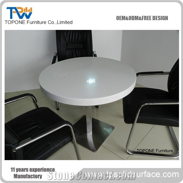 Round Artificial Marble Stone Dining Table Tops Design, Quartz Stone
