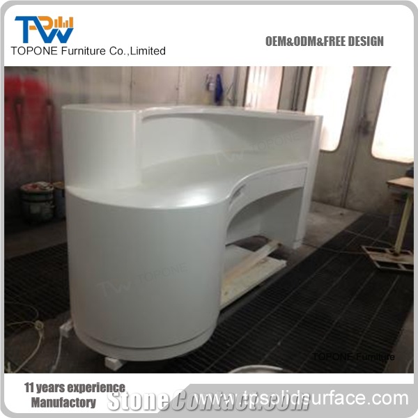 Special Design Factory Direct Artificial Marble Stone Front Desk Counter with Acrylic Solid Surface Interior Stone Work Tops, Interior Stone Furniture
