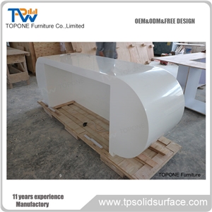 White Artificial Stone Marble Modern Design Office Table,Engineered Stone Interior Furniture U Shaped Work Desk,Solid Surface, Customized